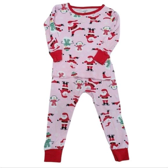 Girls pink Santa 2pc pajama set - Picture 1 of 2